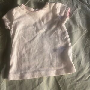 Baby Girl White Tee with Pink Trim - Size: 3-6months